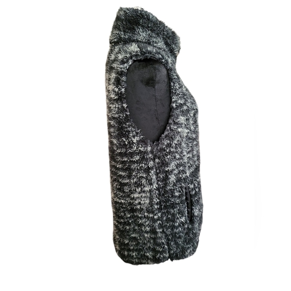 Simply Southern Large Faux Fur Vest black and gray - Picture 6 of 14